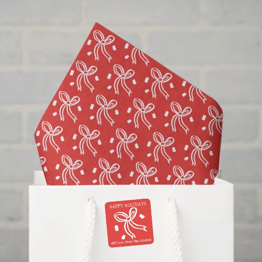 Papier Mousseline Ribbon Bow Doodle CHRISTMAS Holiday Red White