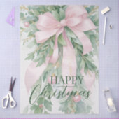 Papier Mousseline Ribbon de Noël rose satin vert creux (Artisanat)