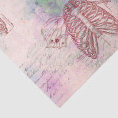 Papier Mousseline Ribcages en vapeur et ailes sur découpage rose (Détail)