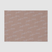 Papier Mousseline Riche Mariage Marron Mocha & Élégant Argent Script (Recto)
