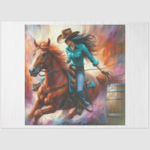 Papier Mousseline Riding Cowgirl