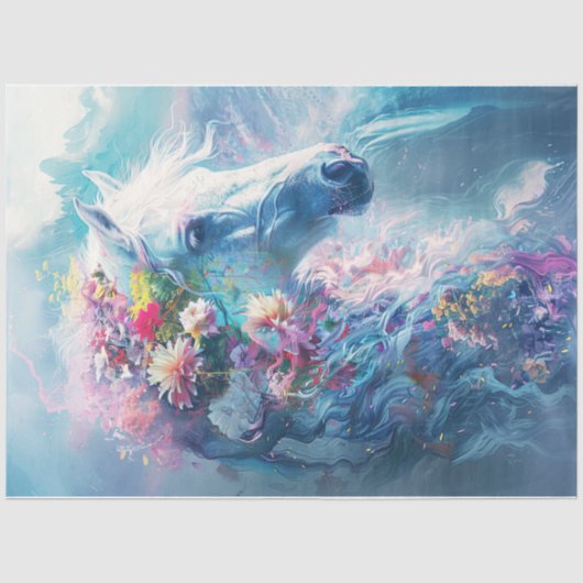 Papier Mousseline Rivière des fleurs cheval (Recto)