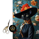 Papier Mousseline Robe de chat noir & Casquette floral Portrait Déco<br><div class="desc">Ajoutez un charme vintage et fantaisiste à vos projets avec ce Black Cat en Casquette Floral Decoupage Paper. Doté d'un chaton noir sophistiqué habillé d'une robe noire et d'un casquette floral, ce papier de tissu est parfait pour le découpage, le scrapbooking et l'emballage cadeau unique. Idéal pour les amateurs de...</div>