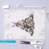 Papier Mousseline Robe de soirée florale classe noire rose rouge mar (Artisanat)