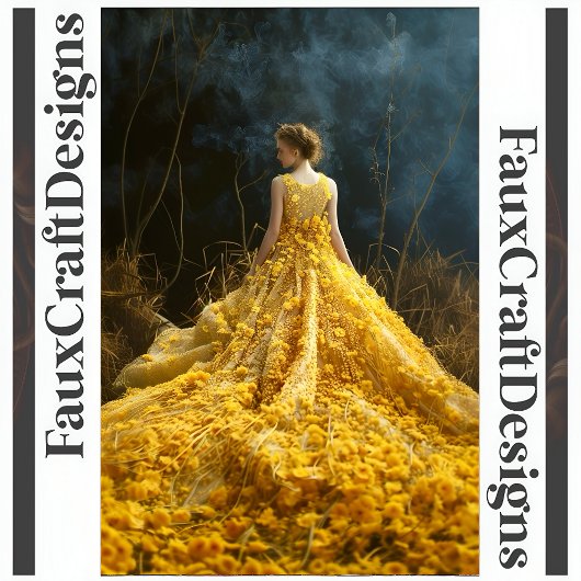 Papier Mousseline Robe Fleur Jaune Avant-gardiste Découpage Gauche 1