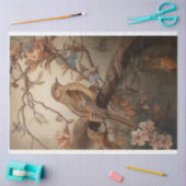 Papier Mousseline Robin avec douce pastel peach fleurs découpage (Artisanat)