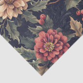 Papier Mousseline Robin Bird on a Holly Branch with Flowers (Détail)