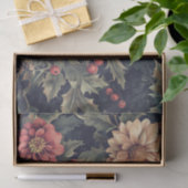 Papier Mousseline Robin Bird on a Holly Branch with Flowers (Cadeau)