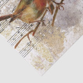 Papier Mousseline Robin Bird Sheet Music Gold Silver Notes Découpage (Détail)
