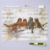 Papier Mousseline Robin Bird Sheet Music Gold Silver Notes Découpage (Artisanat)