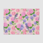 Papier Mousseline Robin et fleurs, motif aquarelle (Recto)