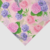 Papier Mousseline Robin et fleurs, motif aquarelle (Détail)