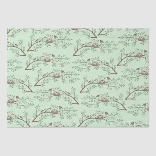 Papier Mousseline Robin Oiseaux Nid Oeufs Baby shower de printemps (Recto)