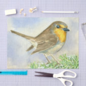 Papier Mousseline Robin sur une branche de genévrier dépoli (Artisanat)