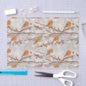 Papier Mousseline Robins Dans La Neige (Artisanat)