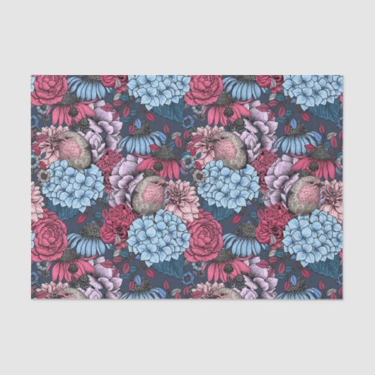 Papier Mousseline Robins dans le jardin (Recto)