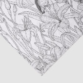 Papier Mousseline Robins et fleurs de lys, noir et blanc (Détail)
