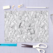 Papier Mousseline Robins et fleurs de lys, noir et blanc (Artisanat)