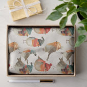 Papier Mousseline Robins mignons en casquette et écharpes d'hiver (Cadeau)