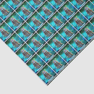 Papier Mousseline Robot de jouets rétro bleu sci fi galaxie nom pers