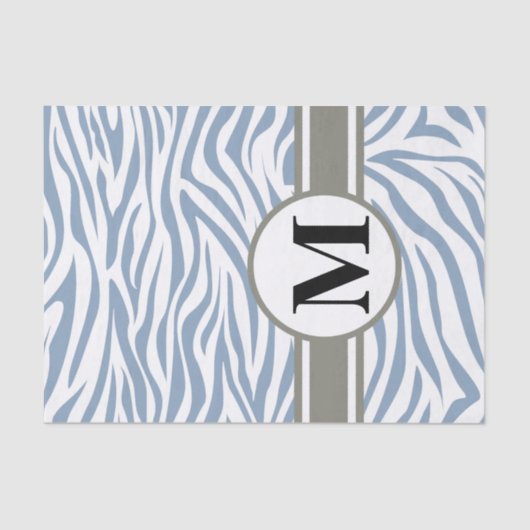 Papier Mousseline Rock Blue Safari Zebra avec monogramme (Recto)