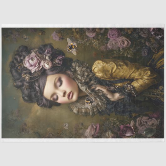 Papier Mousseline Rococo Buzz Moody Victorian Portrait & Floral Art (Recto)