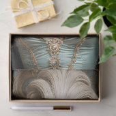 Papier Mousseline Rococo Duchess in Teal and Gold Decoupage Paper (Cadeau)