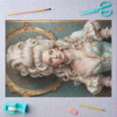 Papier Mousseline Rococo Duchess in Teal and Gold Decoupage Paper (Artisanat)