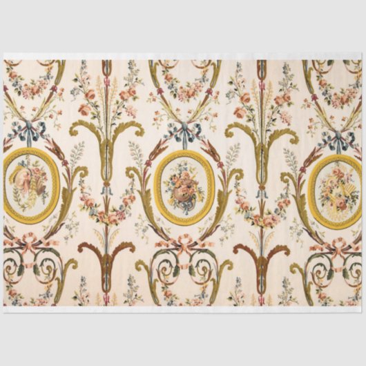 Papier Mousseline Rococo Floral Gold Decoupage (Recto)
