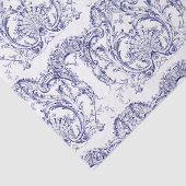 Papier Mousseline Rococo Motif baroque bleu et blanc (Détail)