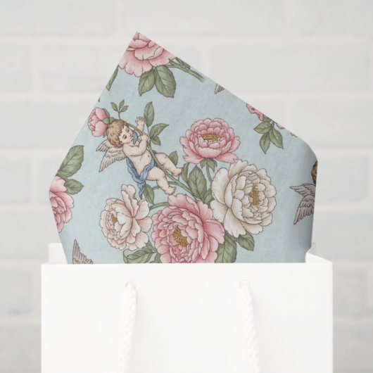 Papier Mousseline Rococo Revival Cherub Floral Toile (Sac cadeau)