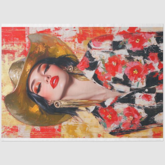 Papier Mousseline Rodeo Glam Western Cowgirl Decoupage (Recto)