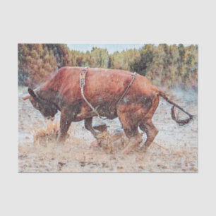 Papier Mousseline Rodéo occidental taureau country cow-boy vintage r