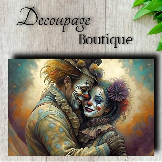 Papier Mousseline Romance de Clown de Cirque Découpage