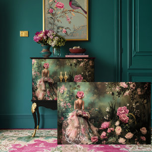 Papier Mousseline Romance de jardin, portrait élégant en bouffant et