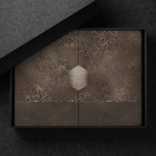 Papier Mousseline Romance en bronze de minuit Satiny Grunge Damask