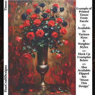 Papier Mousseline Romance gothique Roses rouges et noires EF7L décou