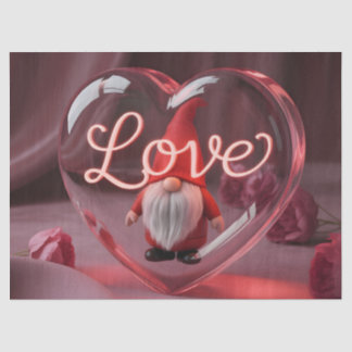 Papier Mousseline Romantic Gnome in Heart Display with Neon "Love"