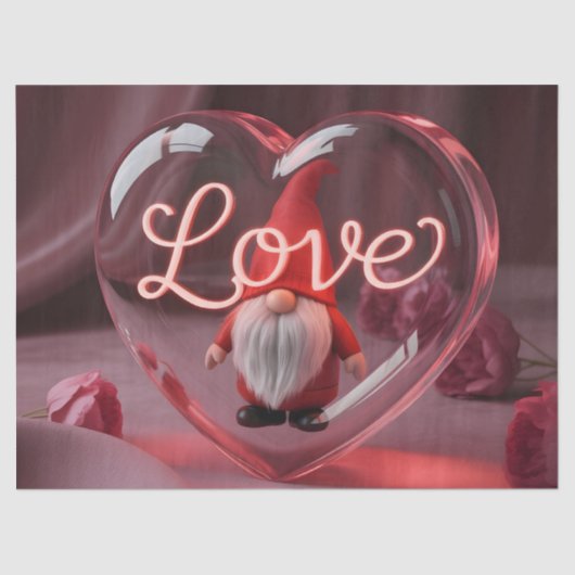 Papier Mousseline Romantic Gnome in Heart Display with Neon "Love" (Recto)