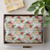 Papier Mousseline Romantic Red and Orange Roses  (Cadeau)