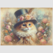 Papier Mousseline Romantic Victorian Garden Cat Decoupage  (Recto)