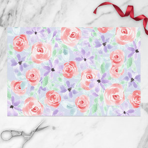 Papier Mousseline Romantique Charme Violet Lavande et Rouge