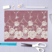 Papier Mousseline Romantique Crème rouge Blanche dentelle Mariage fl (Artisanat)