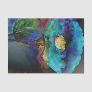 Papier Mousseline Romantique élégant tableau turquoise floral aquare