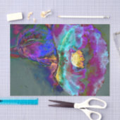 Papier Mousseline Romantique élégant violet turquoise peinture de fl (Artisanat)