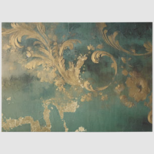Papier Mousseline Romantique Emerald et Gold Design Series 1