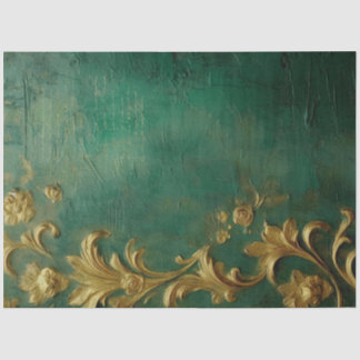 Papier Mousseline Romantique Emerald et Gold Design Series 7