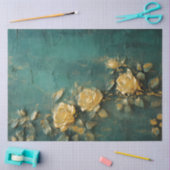 Papier Mousseline Romantique émeraude et conception d'or série 15 (Artisanat)