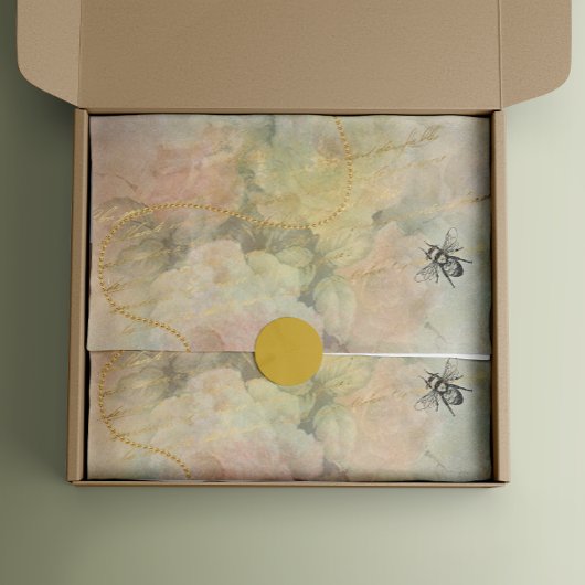 Papier Mousseline Romantique Floral Jaune rose blanc Découpage