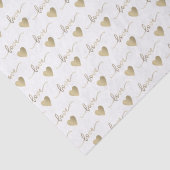 Papier Mousseline Romantique Or Script Cœurs Amour Mariage    (Détail)